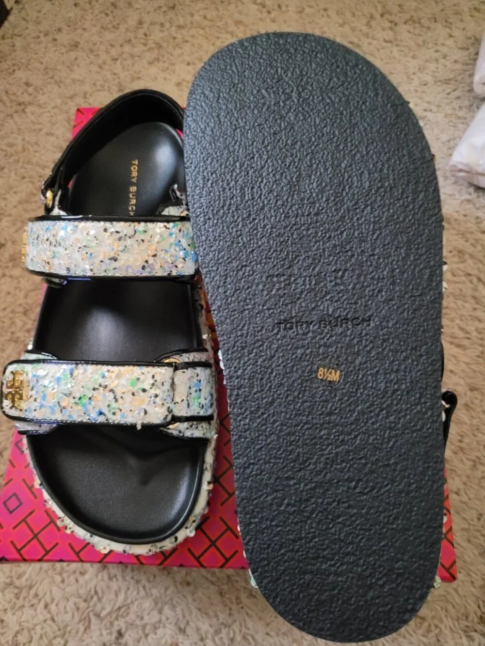NIB Tory Burch Kira Sport Sandal Sequin - 8.5
